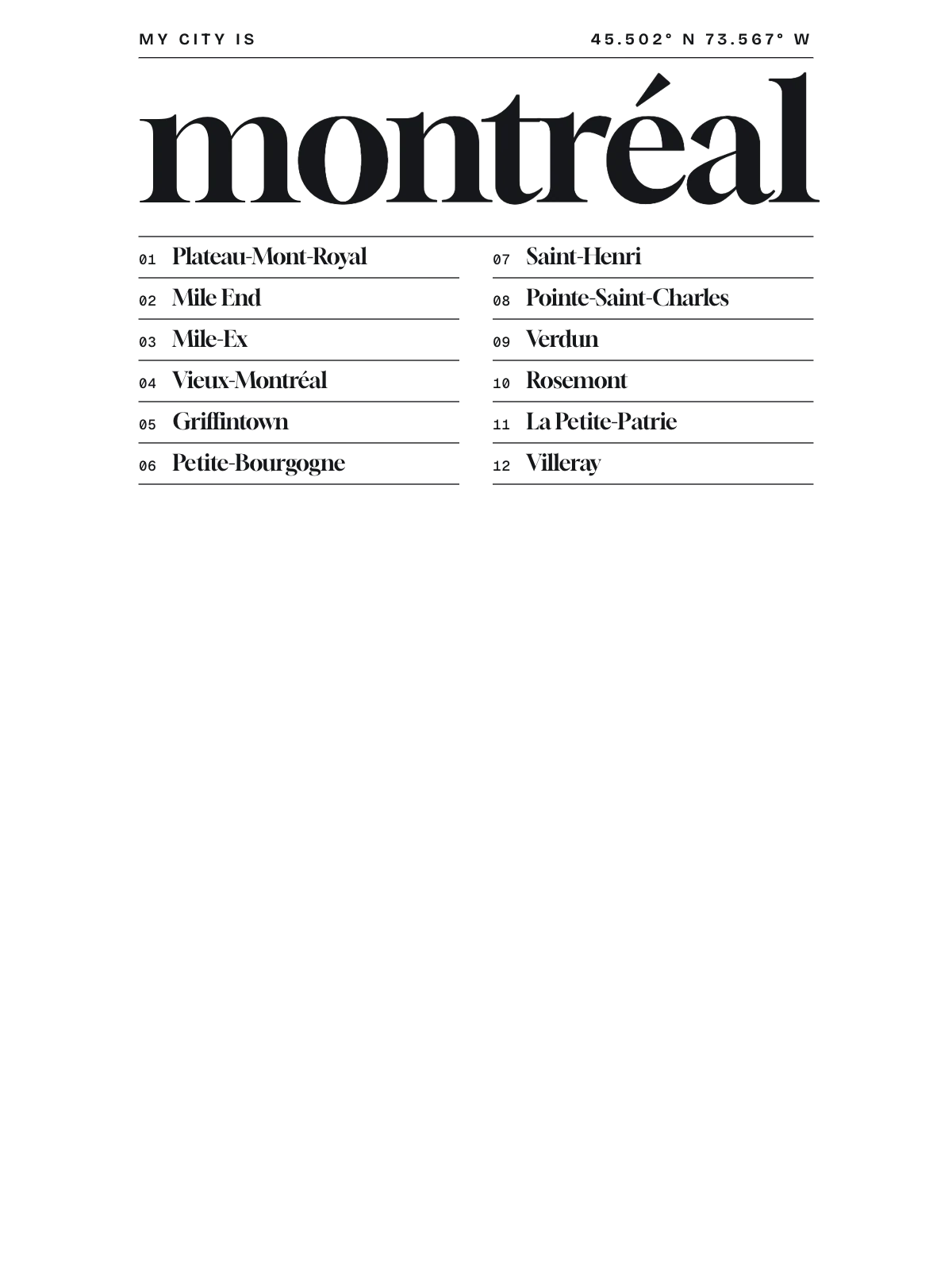 Montréal, Index: Gazetteer