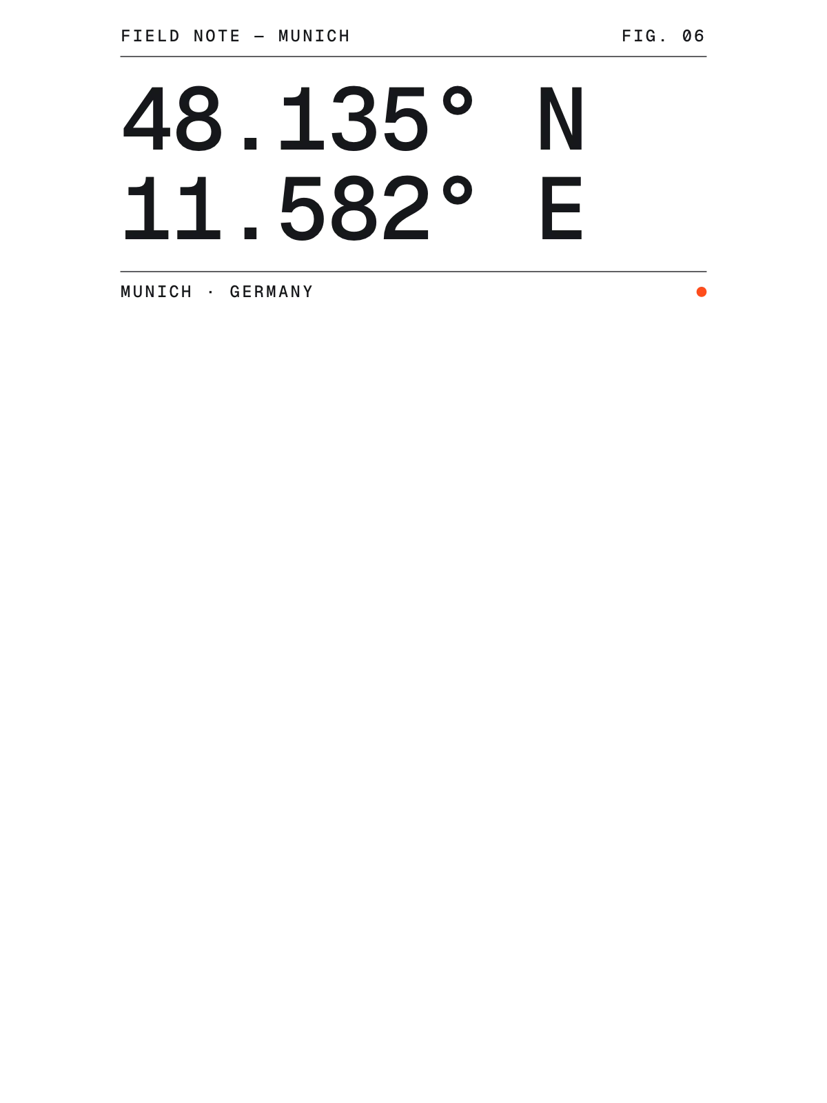 Munich, Field notes: Coordinates