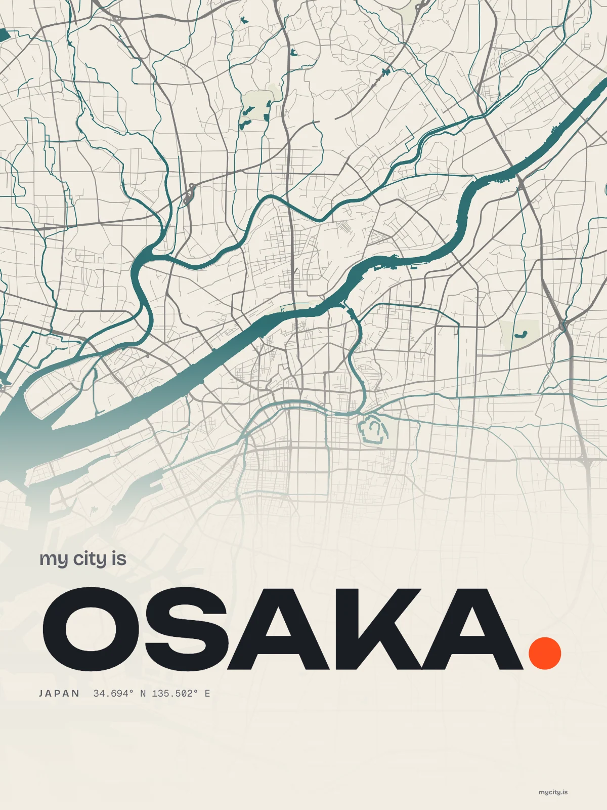 Osaka, Waterline map