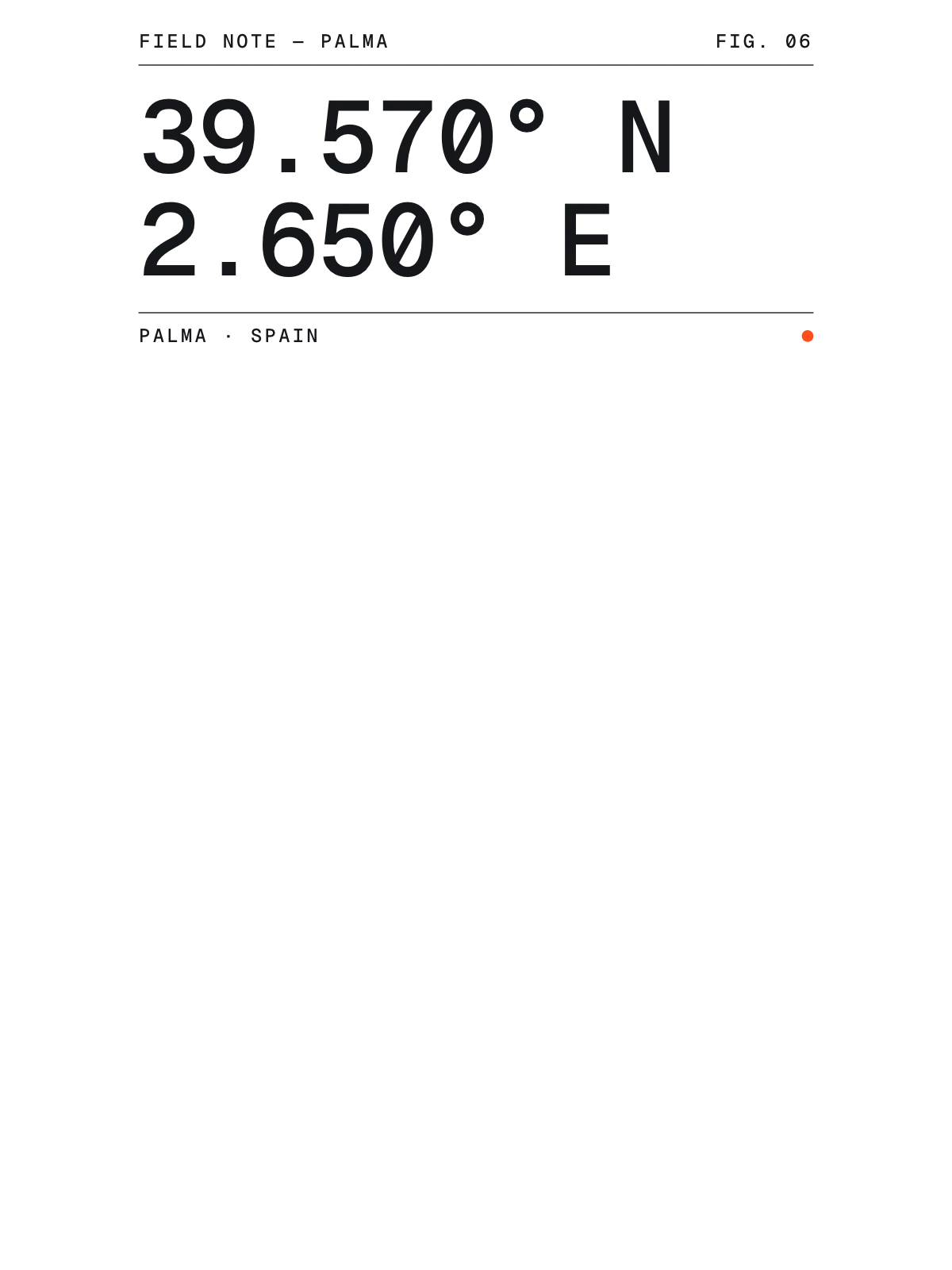 Palma, Field notes: Coordinates