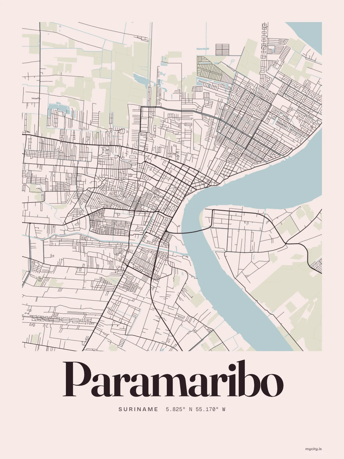 Paramaribo map print