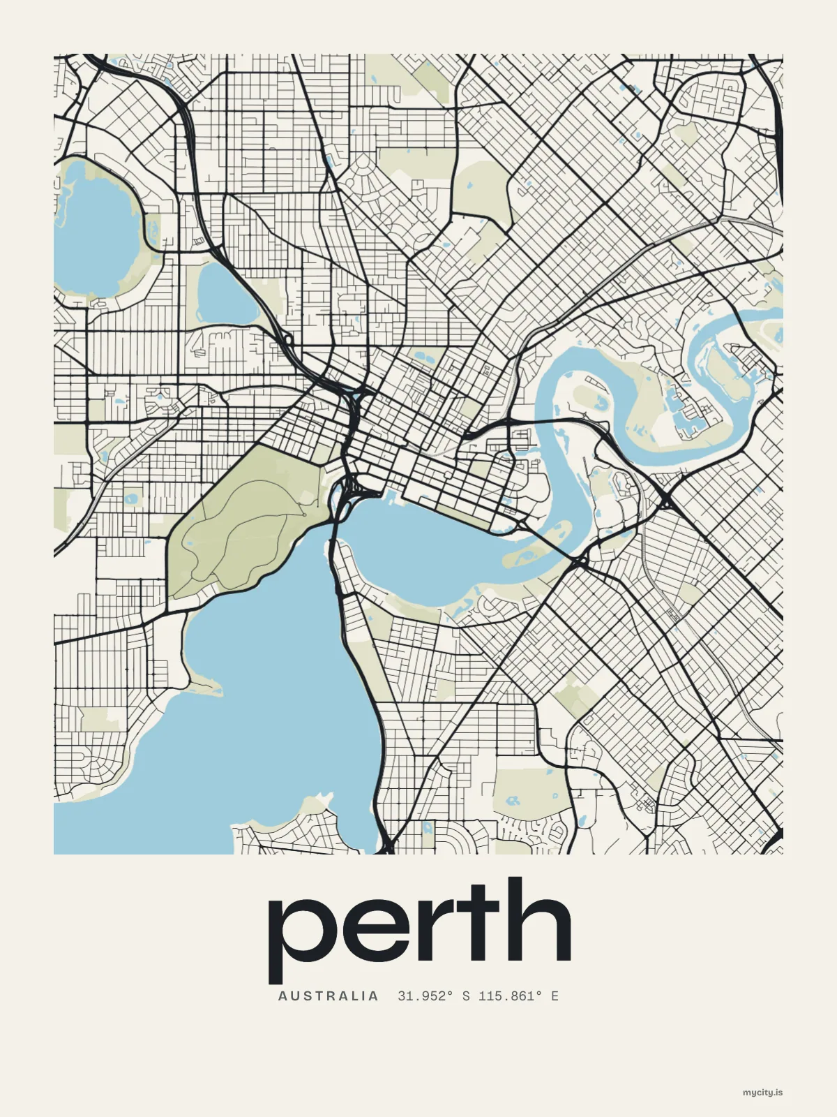 Perth map print