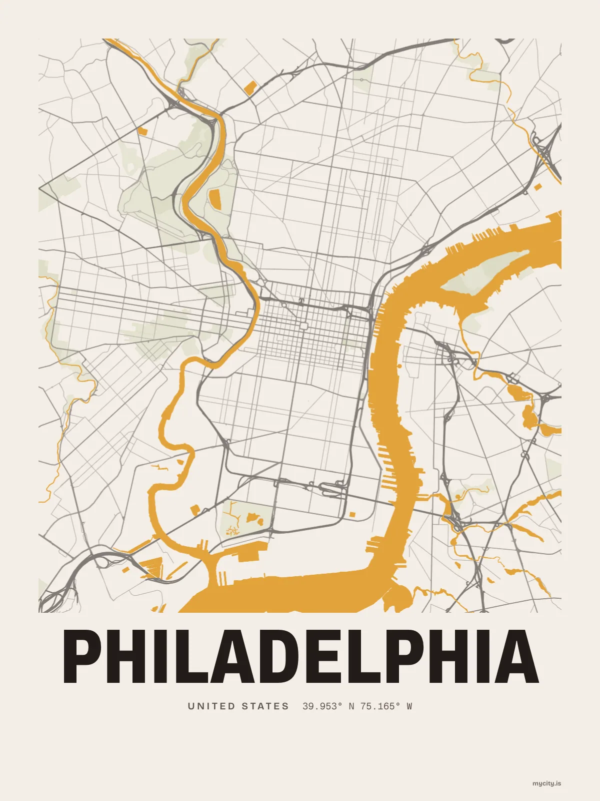 Philadelphia, Waterline map