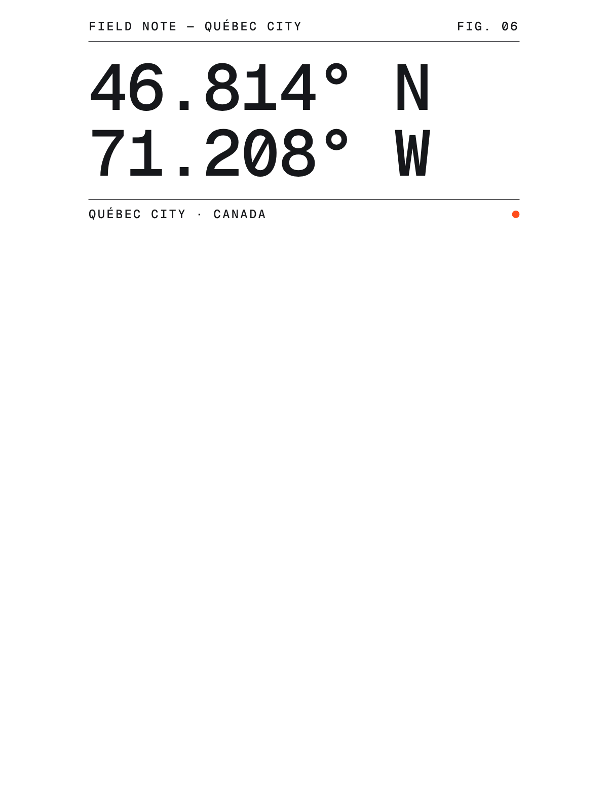 Québec City, Field notes: Coordinates