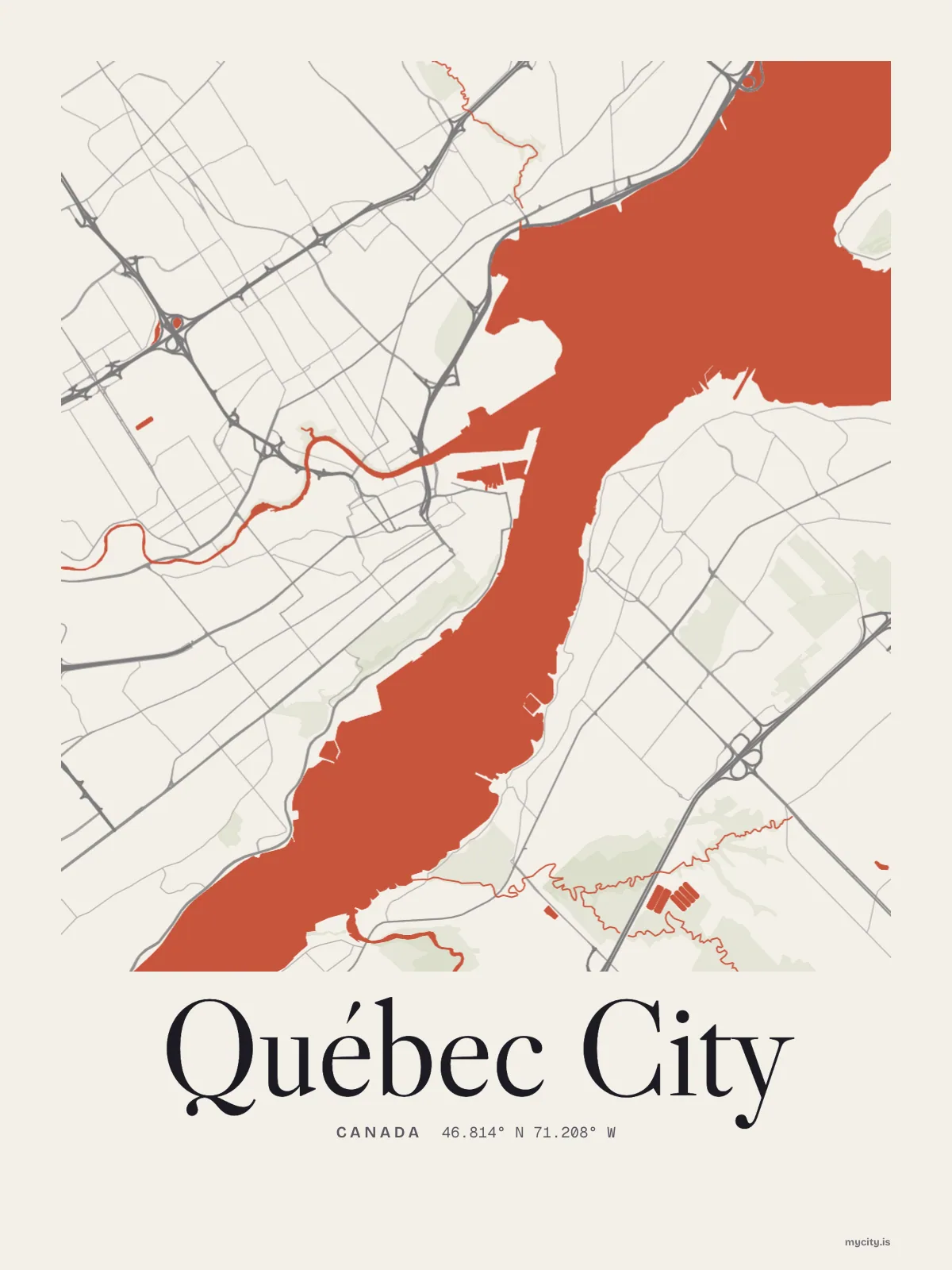 Québec City, Waterline map