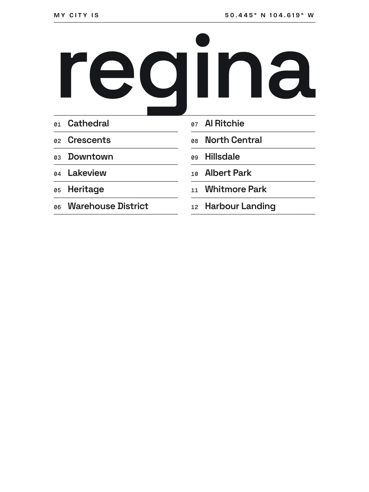 Regina, Index: Gazetteer
