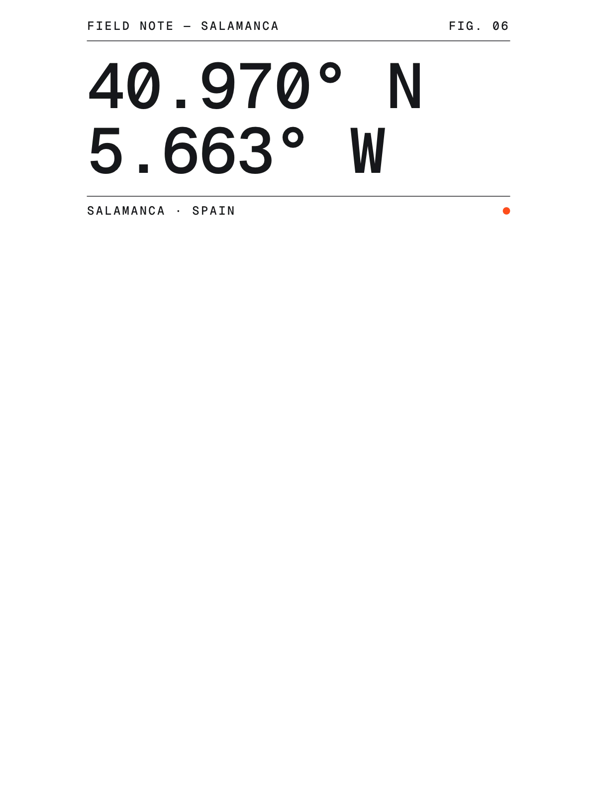 Salamanca, Field notes: Coordinates
