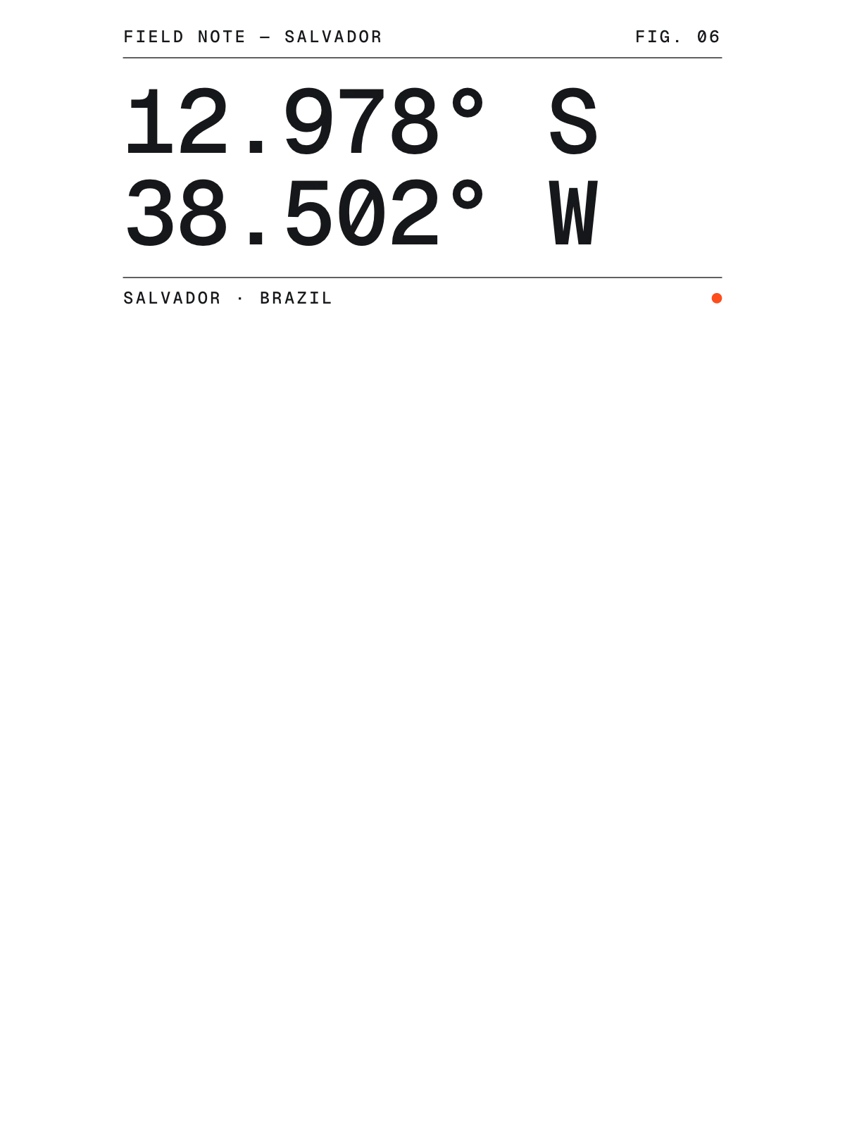 Salvador, Field notes: Coordinates