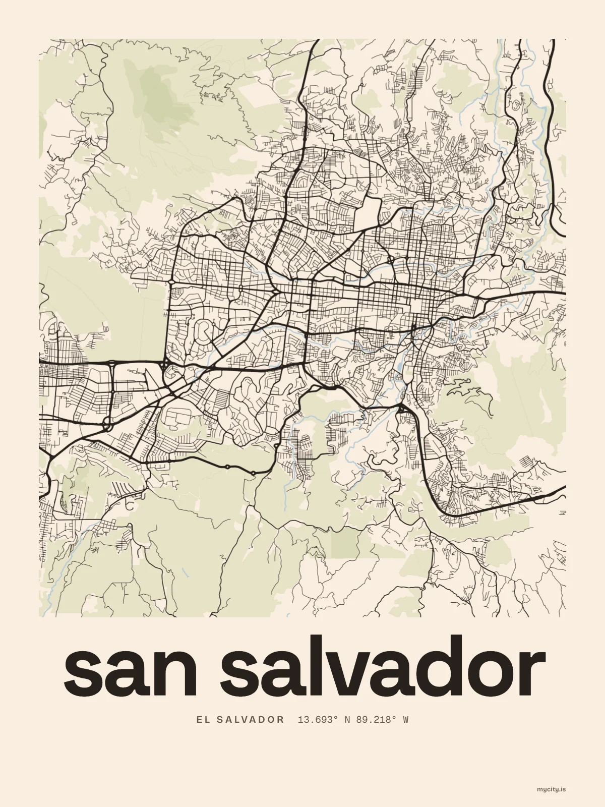 San Salvador map print