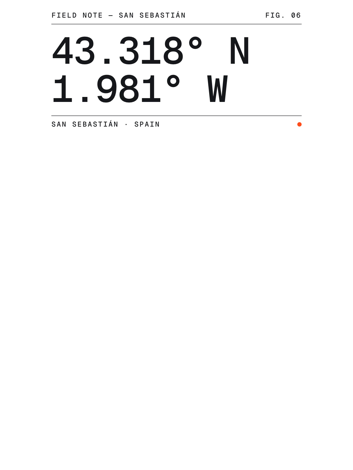 San Sebastián, Field notes: Coordinates