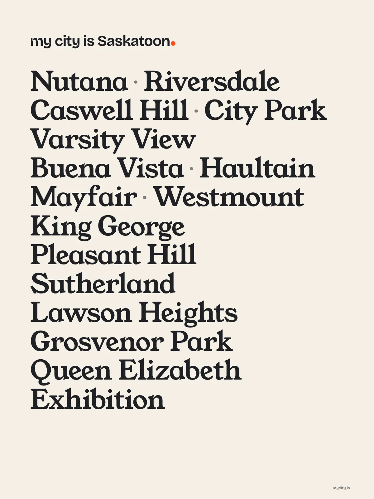 Saskatoon, Neighbourhoods print