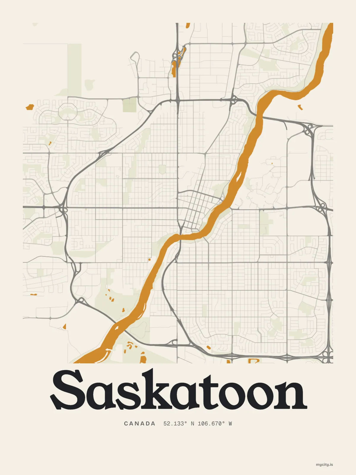 Saskatoon map print