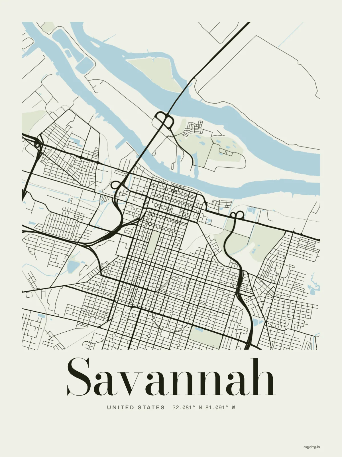 Savannah map print
