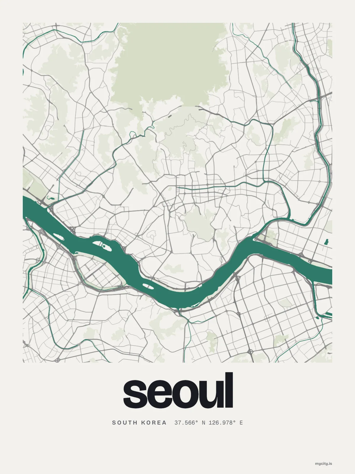 Seoul map print
