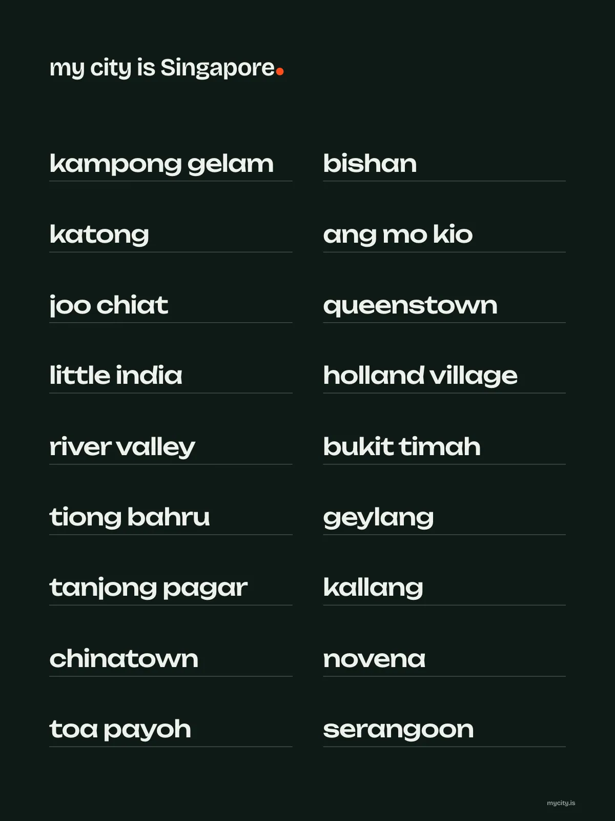 Singapore, Neighbourhoods print