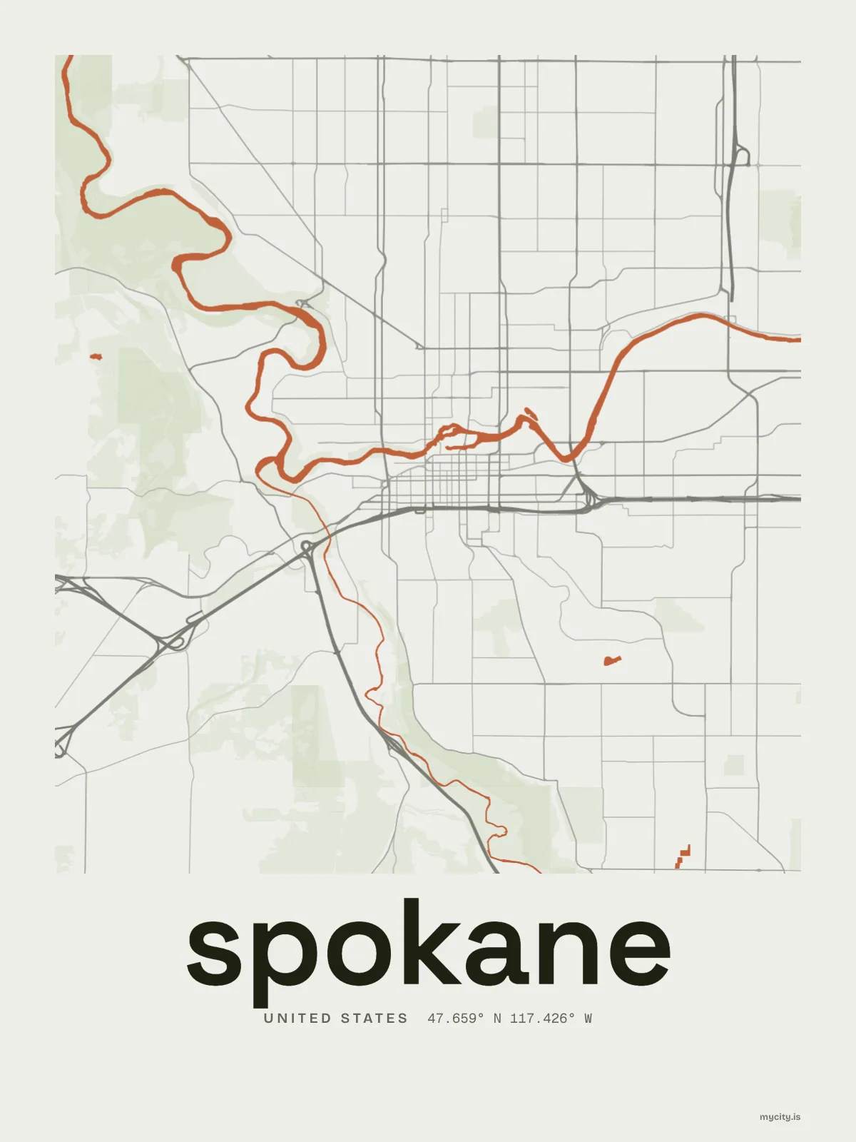 Spokane map print