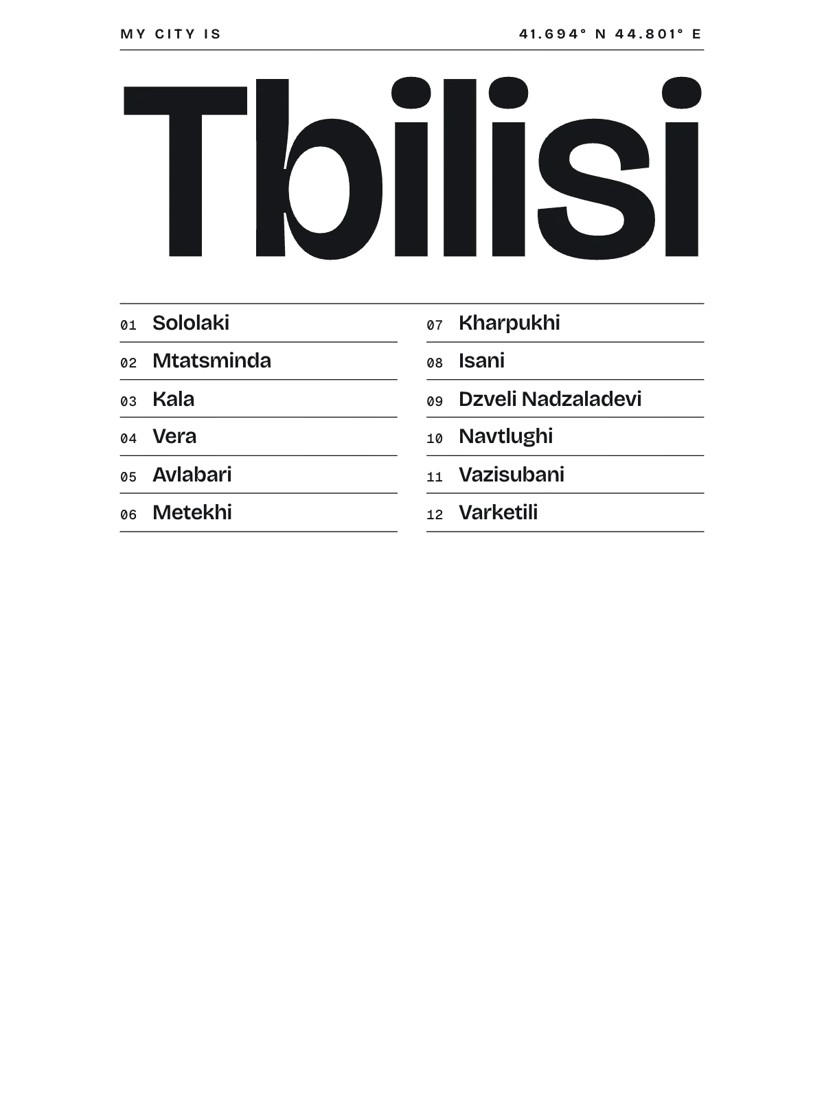 Tbilisi, Index: Gazetteer