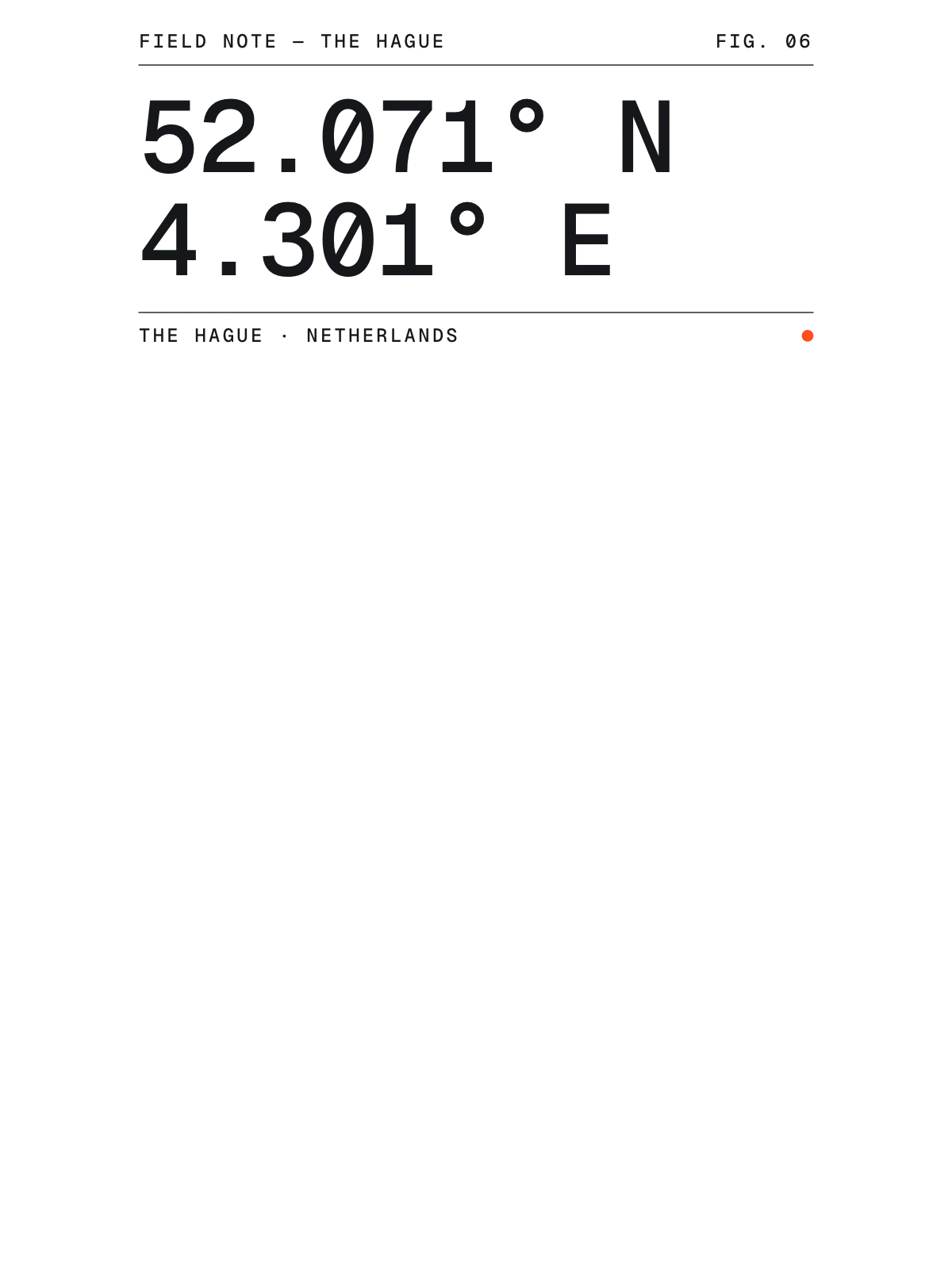 The Hague, Field notes: Coordinates