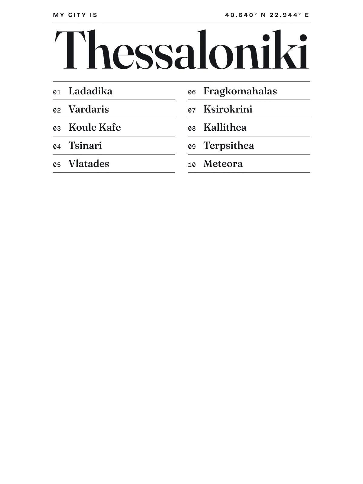 Thessaloniki, Index: Gazetteer