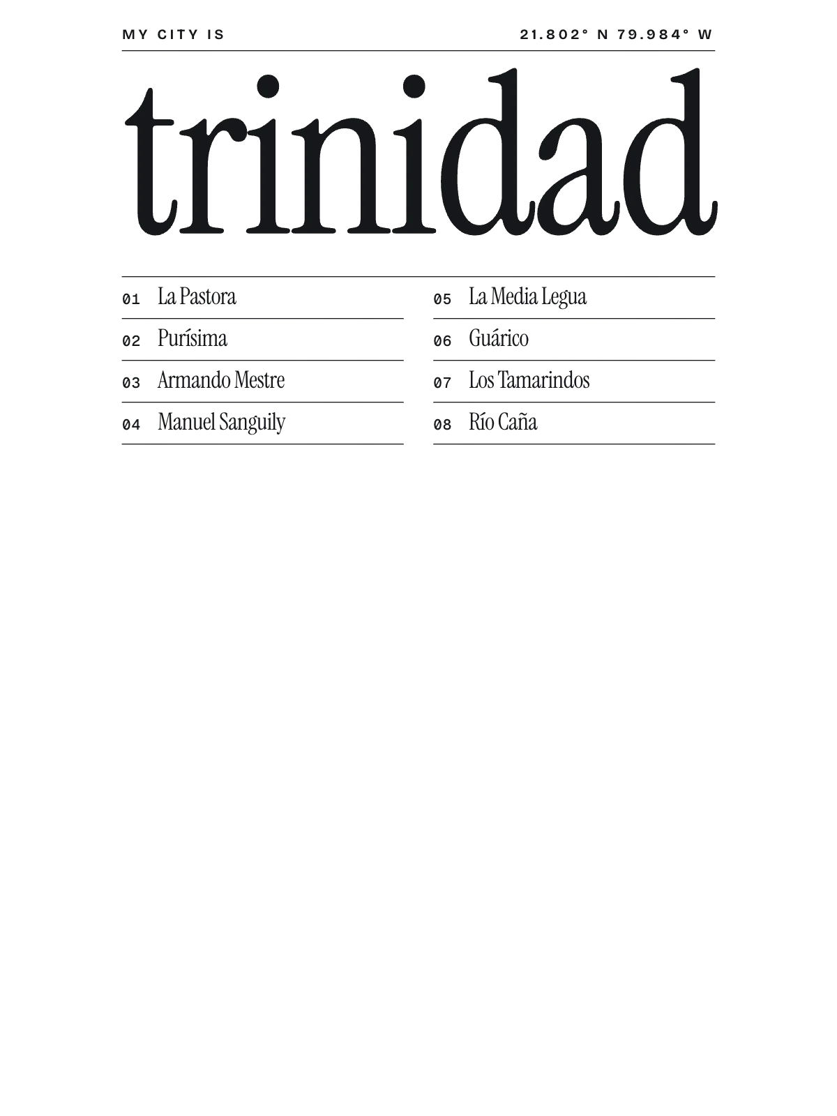 Trinidad, Cuba, Index: Gazetteer