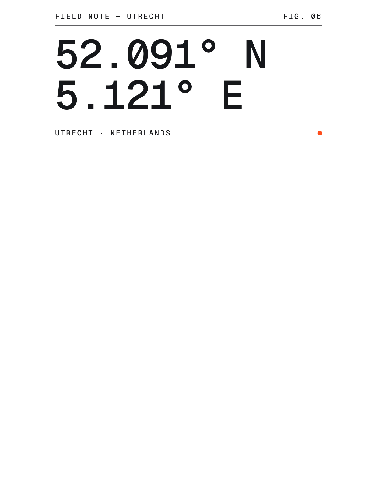 Utrecht, Field notes: Coordinates