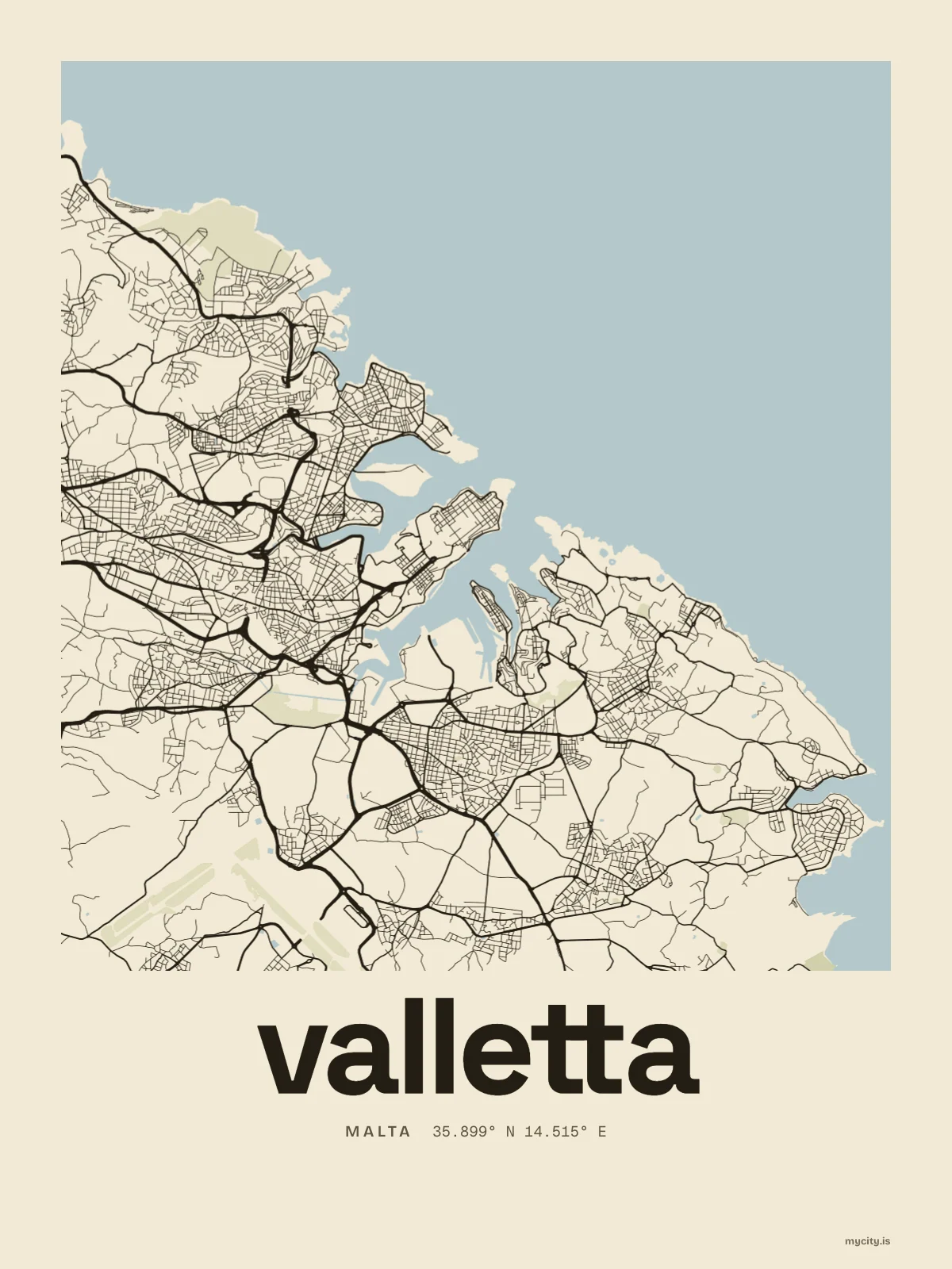 Valletta map print