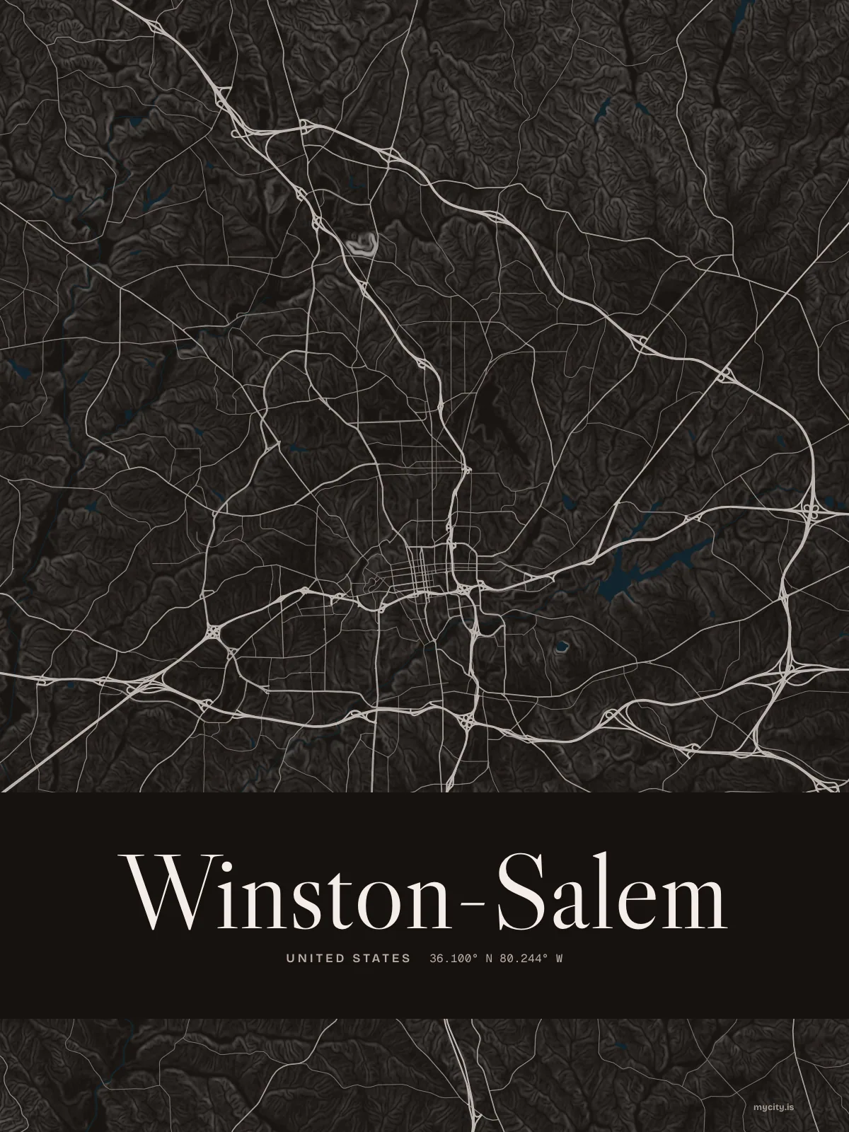 Winston-Salem map print